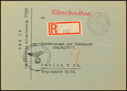 1943, Feldpost-R-Brief Von BILA CERKWA DDP UKRAINE 26.10. Mit Blanko-R-Zettel Und Absenderangabe Und Briefstempel... - Autres & Non Classés
