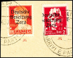 1,75 Und 2 Lire Freimarke Je Mit Aufdruck In Type I, Tadellos Gestempelt "ZARA * (ARRIVI E PARTENZE * / 10.10.43... - German Occ.: Zara