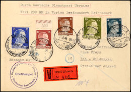 DDP Ukraine, Wertbrief über 200 RM Mit 84 Pfg Hitler-Frankatur Von Brest-Litowsk 24.2.44 Nach Bad Wildungen,... - Sonstige & Ohne Zuordnung