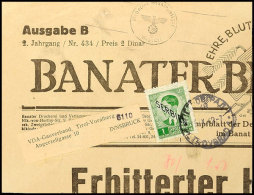 1 Din. Freimarke Mit Stempel BEORGRAD 19.IX.42 Auf Vorderseiten-Teil Einer Zeitung Mit... - Otros & Sin Clasificación