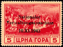 25 C. - 5 Lire Freimarken, Postfrisch, Mi. 1080,-, Katalog: 10/18 **25 C. - 5 Liras Postal Stamps, Mint Never... - Deutsche Bes.: Montenegro