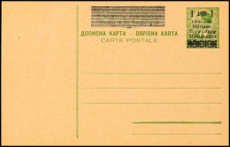 Montenegro 1943, 1 L Aufdruckganzsachenkarte Ungebraucht, Leicht Bügig, Katalog: P1 BFMontenegro 1943, 1 L... - Occup. Tedesca: Montenegro