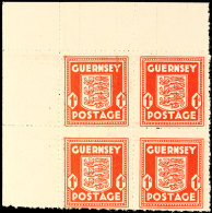 1d Zinnober, Eckrandviererblock, Katalog: 2c **1d Vermilion, Corner Margin Block Of Four, Catalogue: 2c ** - Autres & Non Classés