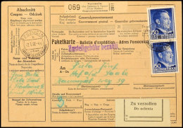 50 Gr. Hitler Im Senkrechten Paar Und Einzelwert (rückseitig) Auf Kompletter Paketkarte Von SZCZUCIN über... - Autres & Non Classés