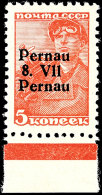 5 K Mit Aufdruckfehler "zweites Pernau Statt 1941", Postfrisch, Geprüft Klein BPP, Mi. 100,-, Katalog: 5 II/IV... - Otros & Sin Clasificación