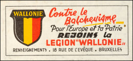 Belgien Um 1942, Mehrfarbige Vignette "Contre Le Bolchevisme, Legion ,Wallonie'" Mit Wappenschild Und SS-Runen,... - Otros & Sin Clasificación