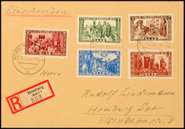 8 Fr. Bis 50 Fr. Volkshilfe 1950 Komplett Auf R-Brief Von HOMBURG 11.11.50 Im Ortsverkehr Mit Ankunftsstempel,... - Otros & Sin Clasificación