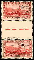 40 C. A. 50 C. Dunkelrotkarmin, Senkr. ZS-Paar, Sauber Gestempelt "MERZIG", Gepr. Geigle BPP, Katalog: 178ZS... - Autres & Non Classés