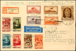 40 C. Bis 3 Fr. Volkshilfe 1931 Mit Beidseitiger Zufrankatur Auf R-Luftpostbrief Von "SAARBRÜCKEN 6.6.32 Mit... - Otros & Sin Clasificación