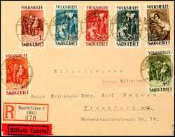 40 C. Bis 10 Fr. Volkshilfe 1929, Kompletter Satz Auf R-Eilboten-Brief Von SAARBRÜCKEN 2  26.2.30 Nach... - Otros & Sin Clasificación