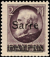 2 Mk. Bayern-Sarre, Postfrisch, Sign. Borek, Gepr. Burger BPP, Mi. 160,-., Katalog: 28b **2 Mk. Bavaria Sarre,... - Other & Unclassified