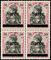 50 Pf. Sarre Auf Germania Auf "orangeweiß", Postfrischer Viererblock, Gepr. Burger BPP, Mi. 240,-, Katalog:... - Otros & Sin Clasificación