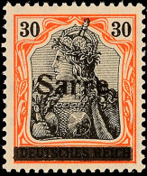 30 Pf. Germania-Sarre Auf Orangeweiß, Type I, Postfrisch, Gepr. Burger BPP, Mi. 500,-., Katalog: 10yI... - Sonstige & Ohne Zuordnung