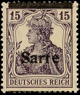 15 Pf. Germania-Sarre, Type I, Verschobener Aufdruck, Balken Oben, Schrift Unten, Postfrisch, Gepr. Burger BPP, Mi.... - Autres & Non Classés