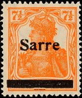 7½ Pf. Germania-Sarre, Type II, Plattenfehler "S Oben Gebrochen", Postfrisch, Käferzeichen, Gepr.... - Otros & Sin Clasificación