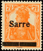 7½ Pf. Germania-Sarre, Type II, Plattenfehler "Balken Mittig Senkr. Gebrochen", Postfrisch,... - Otros & Sin Clasificación