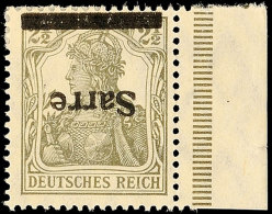 2 1/2 Pf. Germania Sarre Mit Kopfstehendem Aufdruck Tadellos Ungebraucht Mit Falzrest, Gepr. Dr. Dub (mit Doppeltem... - Autres & Non Classés