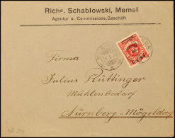 25 Centai Auf 100 M Als Einzelfrankatur Auf Geschäftsbrief Ab Klaipéda 26.1.24 Nach Nürnberg,... - Memel (Klaipeda) 1923