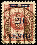 20 C Auf 500 Mark In Type BIV Tadellos Gestempelt, Gepr. Klein VP, Mi. 200.-, Katalog: 171BIV O20 C On 500 Mark... - Memel (Klaipeda) 1923