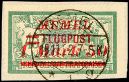 1,50 M. Auf 45 C. Flugpost Mit Aufdruckfehler, Abstand Zwischen Mark Und 50 3,9mm Statt 4,7mm, Gestempelt "MEMEL... - Memel (Klaïpeda) 1923