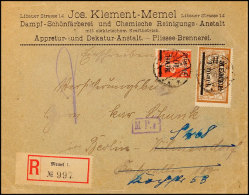 1 M Auf 50 C Und 10 Pfg Auf 10 C, Auf Geschäfts-Einschreiben Der Dampf-Schönfärberei/Chem. Reinigung... - Memel (Klaïpeda) 1923