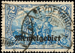 2 M. Blau Mit Plattenfehler "Krone Links Beschädigt", Gestempelt, Oben Einige Zahnspitzen Leicht... - Klaipeda 1923