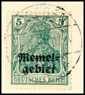 5 Pf In C-Farbe Tadellos Auf Briefstück, Tiefst Gepr. Erdwien BPP, Mi. 280.-, Katalog: 1c BS5 Pf In... - Memel (Klaipeda) 1923