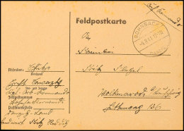 Bohnsack Danzig 1941, Aptierter Stempel (ohne "Freie Stadt") 4.8.41 Auf Feldpostkarte Hs. Abs. "Kgf.-Arbeits-Kdo.... - Autres & Non Classés