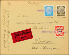 15 Pfg Danzig Abschied Neben 20 Und 30 Pfg Hindenburg Auf Eilbotenbrief Mit Provisorischem Stempel Koehlersdorf Kr.... - Autres & Non Classés