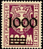 1000 A. 100 M., Aufdrucktype I/I, Tadellos Ungebraucht, Gepr. Stroye BPP, Mi. 150.-, Katalog: I/I *1000 On 100... - Other & Unclassified