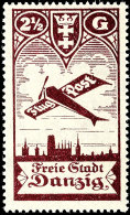 2 1/2 G. Flugpost Mit Plattenfehler "Strich Links Unten Im G Von Gulden", Postfrisch, Pracht, Mi. 250,-, Katalog:... - Sonstige & Ohne Zuordnung