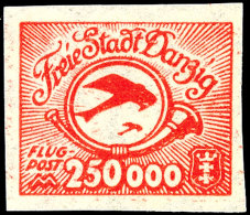 250000 M. Flugpost Ungezähnt, Postfrisch, Kabinett, Signiert Gruber BPP, Mi. 150,-, Katalog: 177U **250000... - Otros & Sin Clasificación