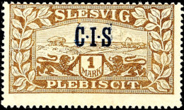 1 Mark C.I.S., Doppelter Aufdruck Und Urmarke Mit Plattenfehler: "je Punkt Unter E In Slesvig Und Plebisit",... - Other & Unclassified