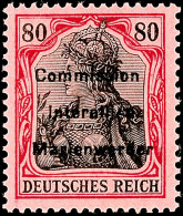 80 Pfg Germania Mit Dreizeiligem Aufdruck "Commission / Interaliée / Marienwerder", Tadellos Postfrisch,... - Otros & Sin Clasificación