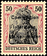 50 Pfg Germania Mit Schwarzem Dreizeiligem Bdr.-Aufdruck In Perlschrift, Druckfeld 4, Tadellos Ungebraucht,... - Otros & Sin Clasificación