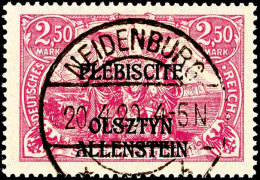 2,50 Mark Deutsches Reich In A-Farbe Mit Dreizeiligem Bdr.-Aufdruck, Tadellos Gestempelt "NEIDENBURG 20.4.20",... - Other & Unclassified