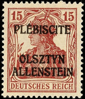 15 Pfennig Germania Dunkelbraunkarmin Mit Hoch Stehendem Aufdruck, Sog. Siegesmarke, Tadellos Postfrisch,... - Altri & Non Classificati