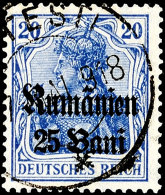 20 Pfennig Germania In C-Farbe Mit Schwarzem Bdr.-Aufdruck, Tadellos Gestempelt, Fotobefund Wasels BPP (2016):... - Otros & Sin Clasificación
