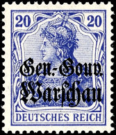 20 Pfennig Germania Mit Schwarzem Bdr.-Aufdruck, Dunkelviolettblau, Tadellos Postfrisch, Fotobefund Wasels BPP... - Sonstige & Ohne Zuordnung