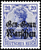 20 Pf. Germania Dunkelviolettblau, Postfrisch, Gepr. Dr. Hochstädter Und Hey, Je BPP, Mi. 240.-, Katalog: 13d... - Otros & Sin Clasificación