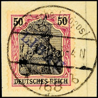 50 Pfg Germania Dunkelbräunlichlila/schwarz Auf Hellchromgelb Mit Violettblauem Aufdruck "LIBAU" In Type I,... - Other & Unclassified
