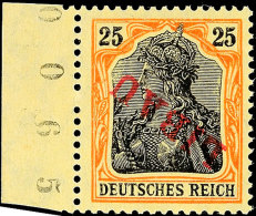 25 Pfg Germania Mit Rotem Aufdruck "LIBAU" In Type II, Abart "Aufdruck Kopfstehend", Vom Linken Bogenrand Stammend,... - Other & Unclassified