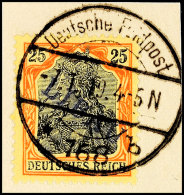 25 Pfg Germania Rotorange/schwarz Auf Gelbweiß Mit Violettblauem Aufdruck "LIBAU" In Type II, Tadellos... - Otros & Sin Clasificación