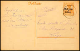 "AVERBODE 19 VI 1917", Klar Und Zentr. Auf GA-Karte 8 C. Mit Zensur Nach Liege, Katalog: P 10I GAAVERBODE 19 VI... - Otros & Sin Clasificación