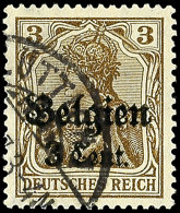 3 C. Auf 3 Pfg Gelbbraun, Aufdrucktype II, Gestempeltes Kabinettstück, Bestens Signiert Hey BPP, Mi. 120.-,... - Autres & Non Classés