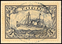 3 Mark Kaiseryacht Tadellos Auf Briefstück, Gepr. Richter, Mi. 180.-, Katalog: 18 BS3 Mark Imperial Yacht... - Togo