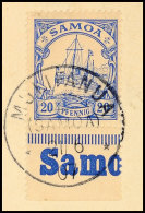 20 Pf. Tadellos Auf Briefstück Mit Unterrand Und Fast Kompletter Landesinschrift "Samo..", Gestempelt... - Samoa