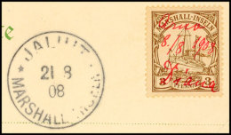 Atollpost, 3 Pf. Mit Handschriftlicher Entwertung Vom 8.8.1908 Und Nebengesetztem Stempel JALUIT 21/8 08 Auf... - Marshall Islands