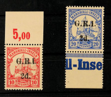 2 D. Auf 10 Pf. Und 2 D. Auf 20 Pf. Je Tadellos Postfrisch, Mi. 85,-, Katalog: 3I+4I **2 D. On 10 Pf. And 2 D.... - Islas Marshall