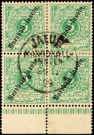 5 Pf. Grün, Viererblock Mit Zentrischem Erstem Stempel Marschall-Inseln(!), (unten Angetrennt), Gepr.... - Marshall-Inseln